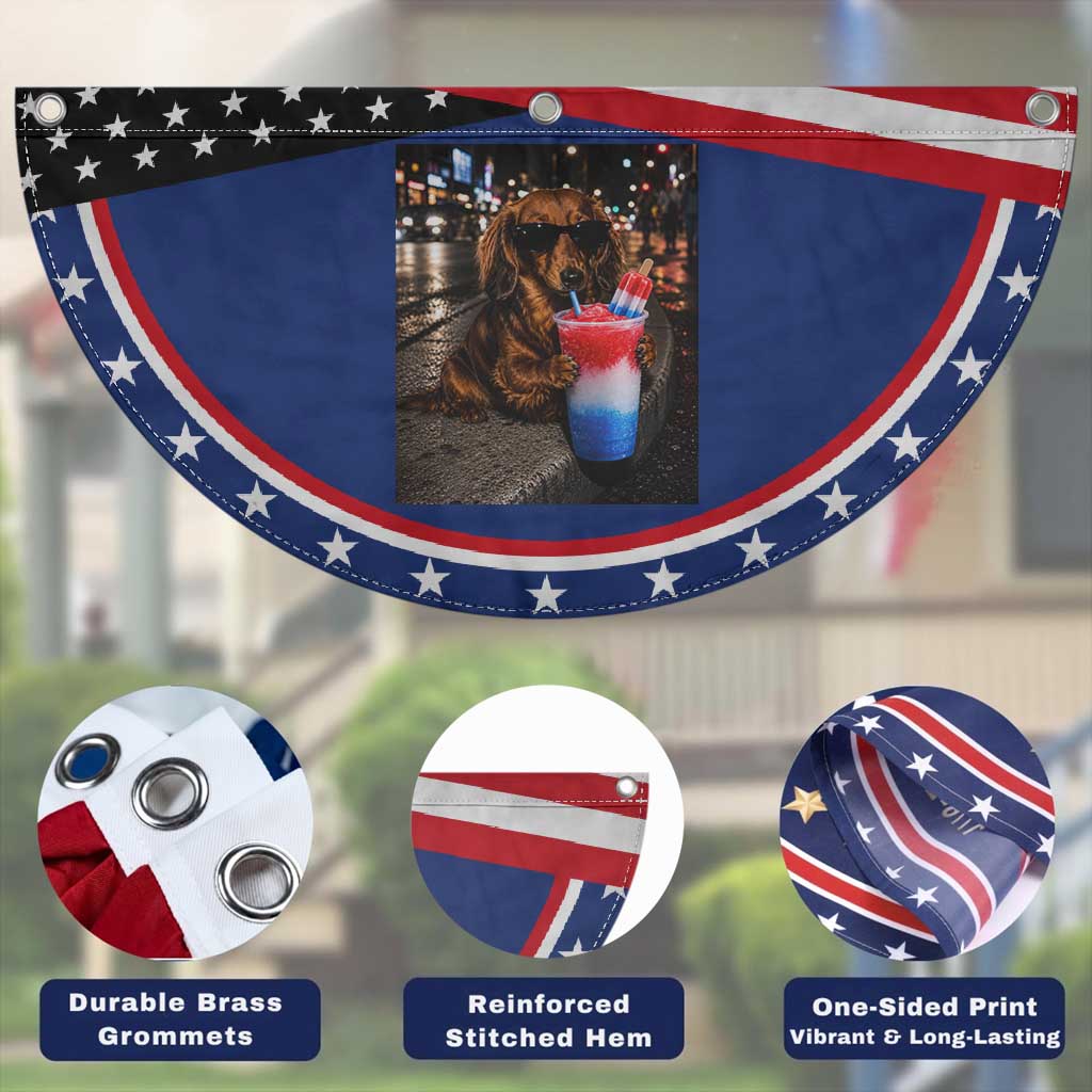 4th Of July Dachshund Drinking Slushie Patriotic Fan Flag 250 Anniversary USA Dog Lovers Funny Meme