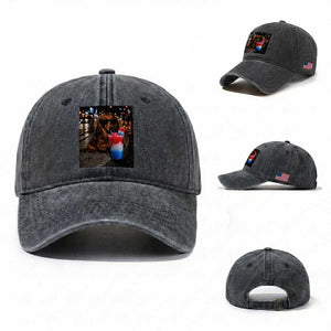 4th Of July Dachshund Drinking Slushie Washed Cotton Baseball Cap Patriotic 250 Anniversary USA Dog Lovers Funny Meme