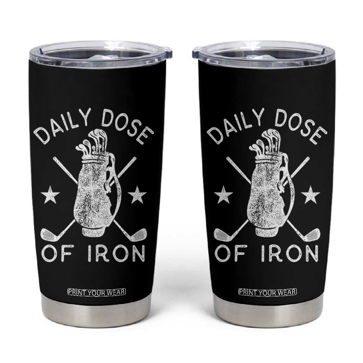 Funny Golfer Tumbler Cup Daily Dose of Iron Golf TS10 Black Print Your Wear