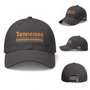 Vintage Tennessee Baseball Cap Retro Classic TN Orange Print Retro Three Stripe