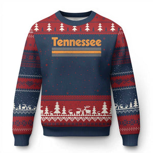 Vintage Tennessee Ugly Christmas Sweater Retro Classic TN Orange Print Retro Three Stripe