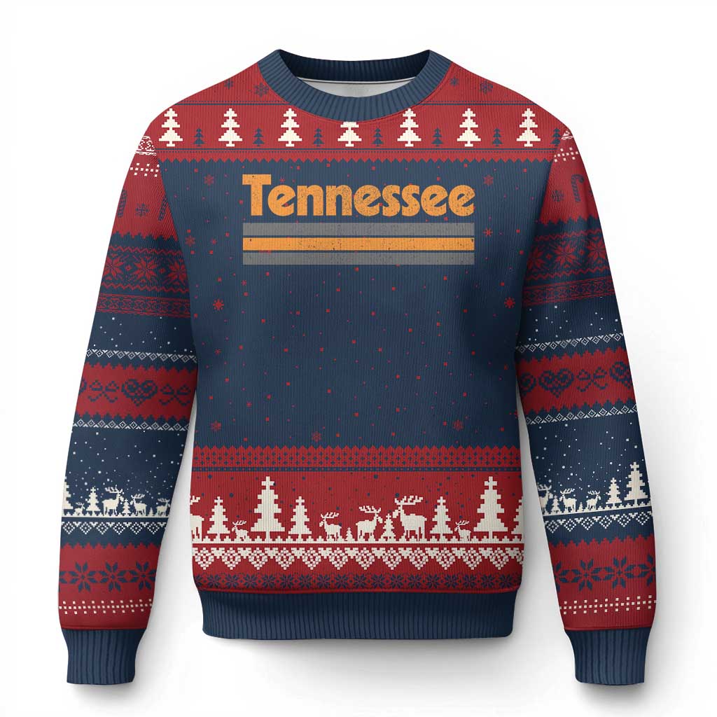 Vintage Tennessee Ugly Christmas Sweater Retro Classic TN Orange Print Retro Three Stripe TS10 Navy Red Print Your Wear