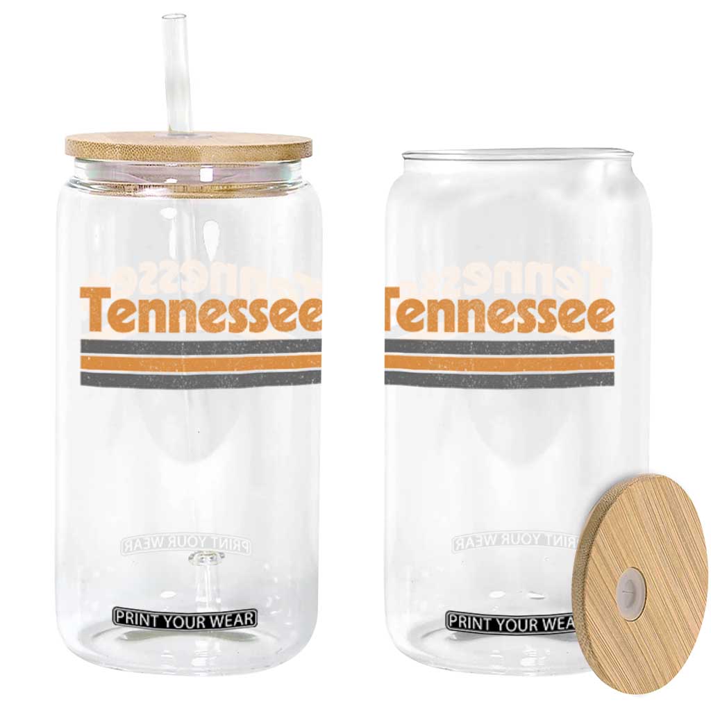 Vintage Tennessee Glass Can Retro Classic TN Orange Print Retro Three Stripe