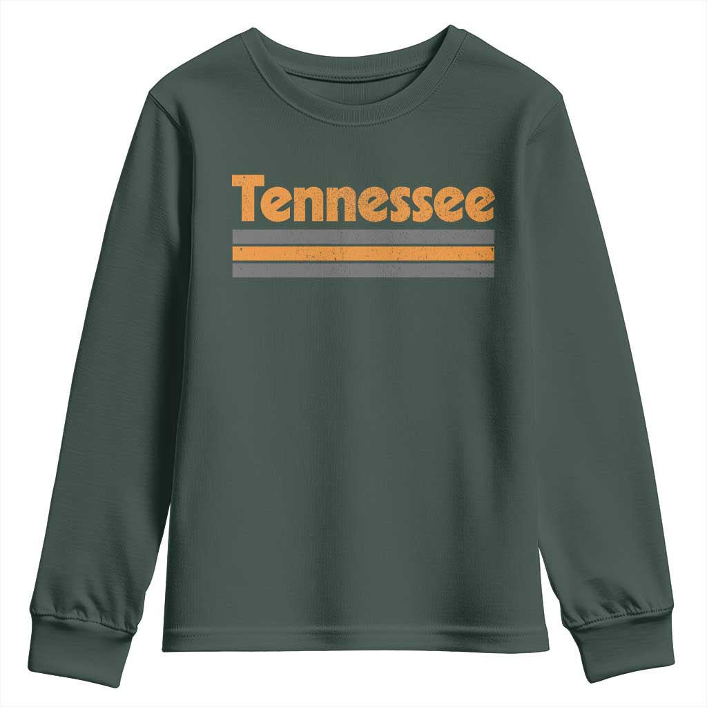 Vintage Tennessee Youth Sweatshirt Retro Classic TN Orange Print Retro Three Stripe