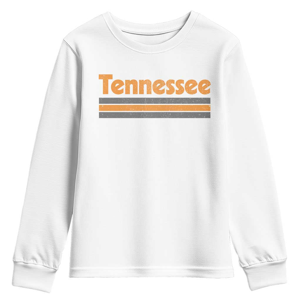 Vintage Tennessee Youth Sweatshirt Retro Classic TN Orange Print Retro Three Stripe