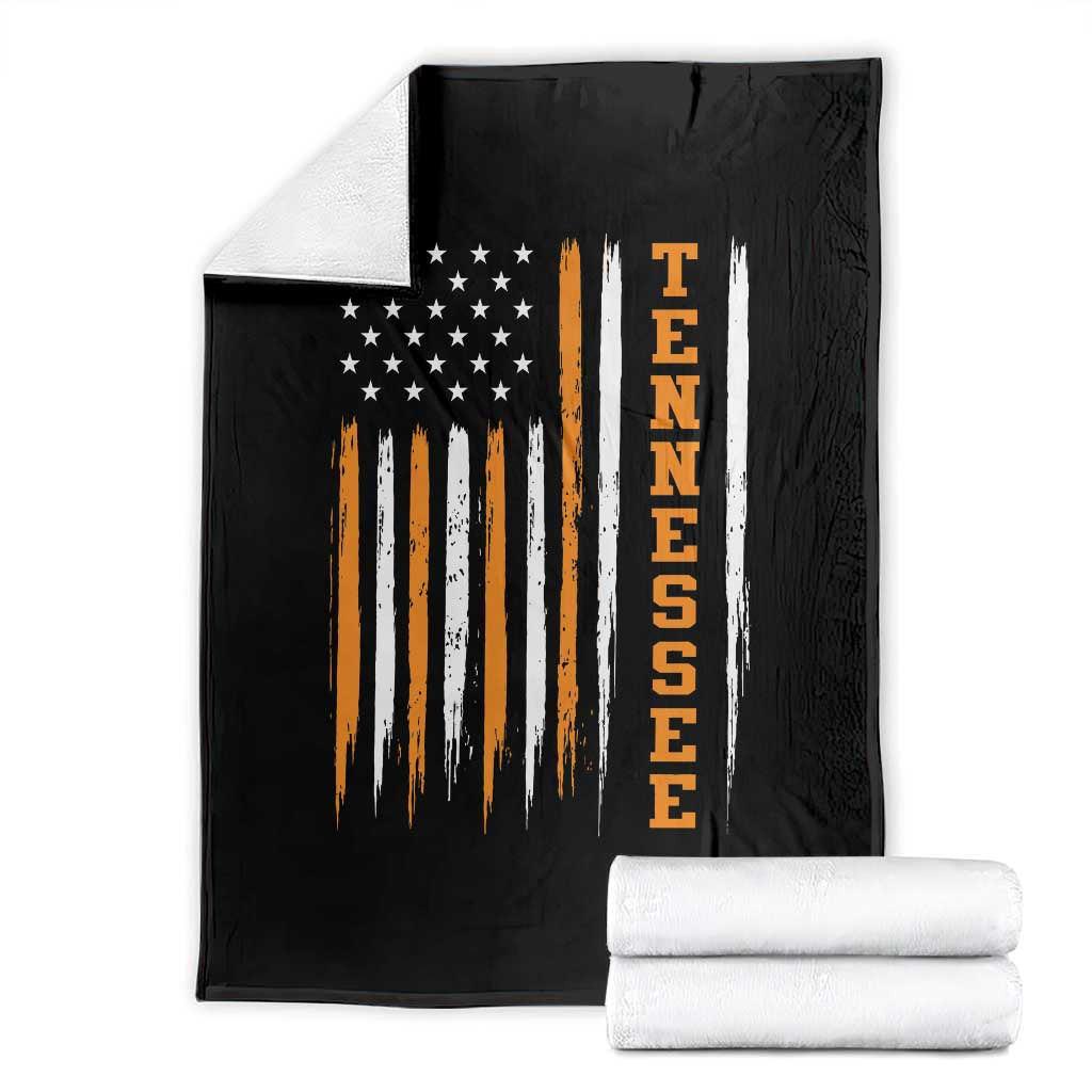 Vintage Tennessee Throw Blanket Retro Classic TN Orange Print Retro American Flag
