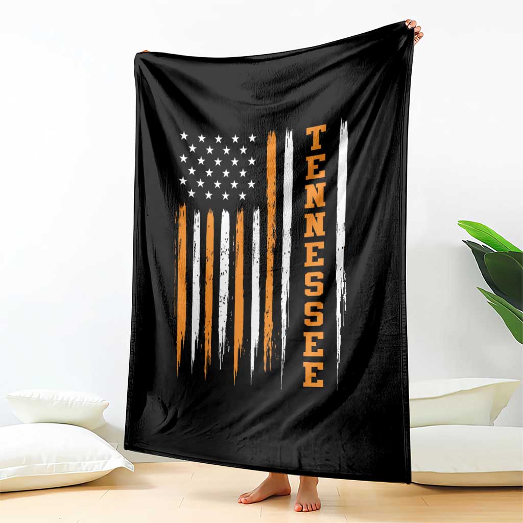 Vintage Tennessee Throw Blanket Retro Classic TN Orange Print Retro American Flag