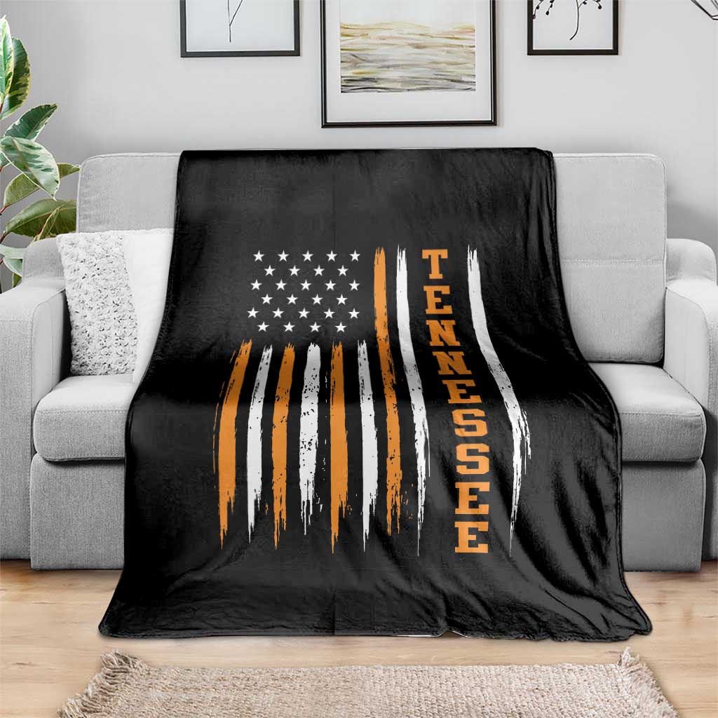 Vintage Tennessee Throw Blanket Retro Classic TN Orange Print Retro American Flag