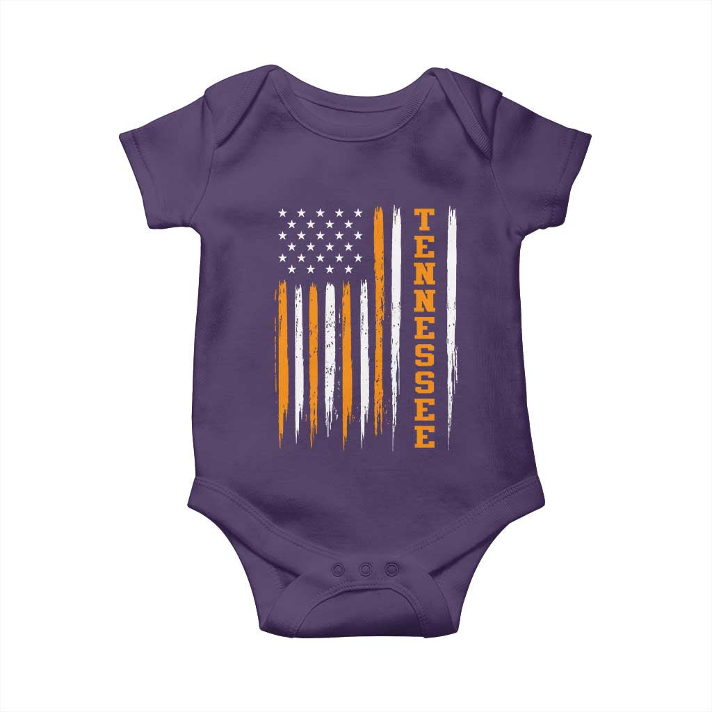 Vintage Tennessee Baby Onesie Retro Classic TN Orange Print Retro American Flag