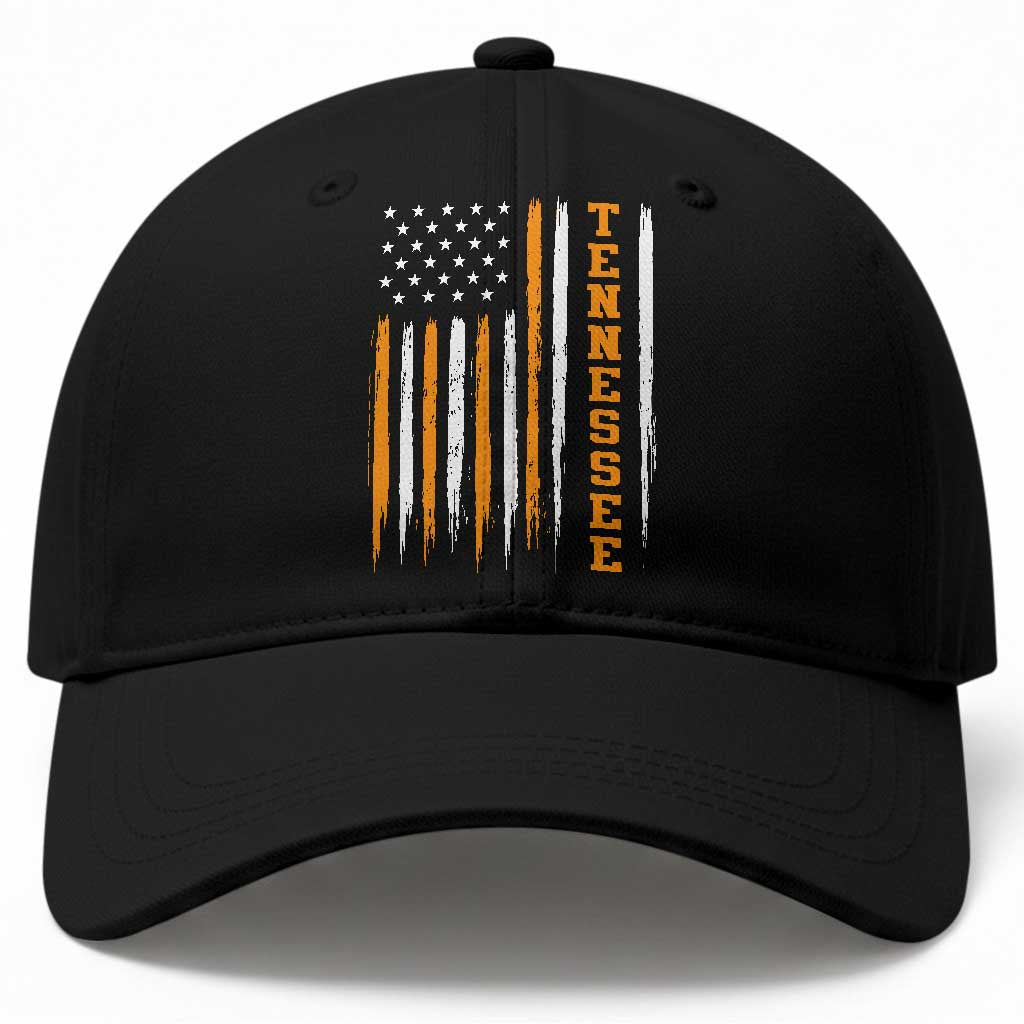 Vintage Tennessee Baseball Cap Retro Classic TN Orange Print Retro American Flag