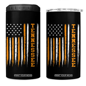 Vintage Tennessee 4 in 1 Can Cooler Tumbler Retro Classic TN Orange Print Retro American Flag
