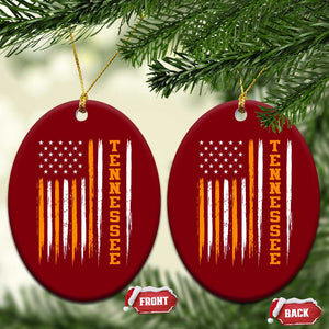 Vintage Tennessee Ceramic Ornament Retro Classic TN Orange Print Retro American Flag
