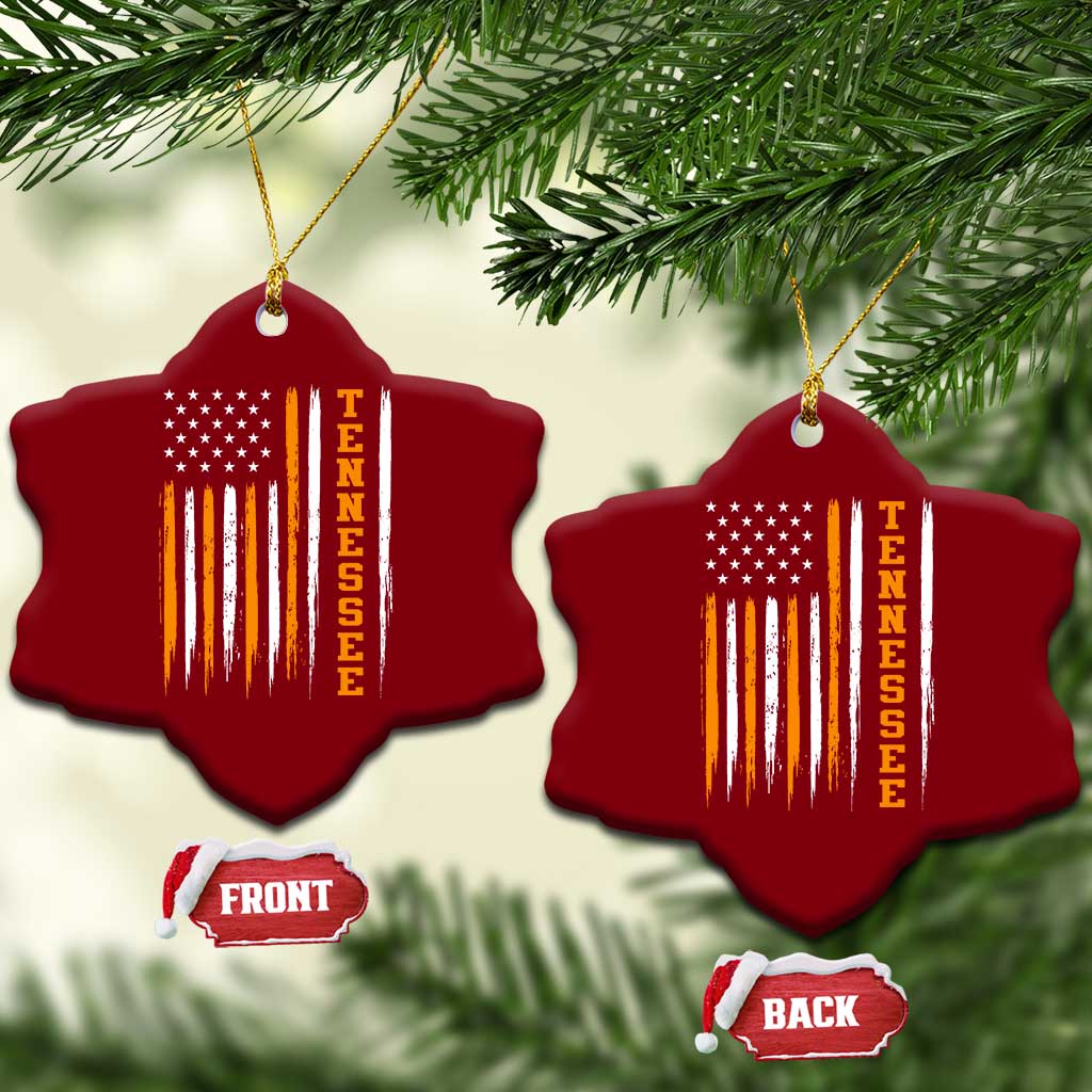 Vintage Tennessee Ceramic Ornament Retro Classic TN Orange Print Retro American Flag