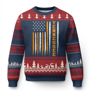 Vintage Tennessee Ugly Christmas Sweater Retro Classic TN Orange Print Retro American Flag
