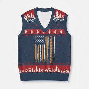 Vintage Tennessee V-Neck Knit Sweater Vest Retro Classic TN Orange Print Retro American Flag