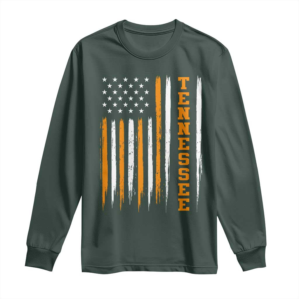 Vintage Tennessee Long Sleeve Shirt Retro Classic TN Orange Print Retro American Flag