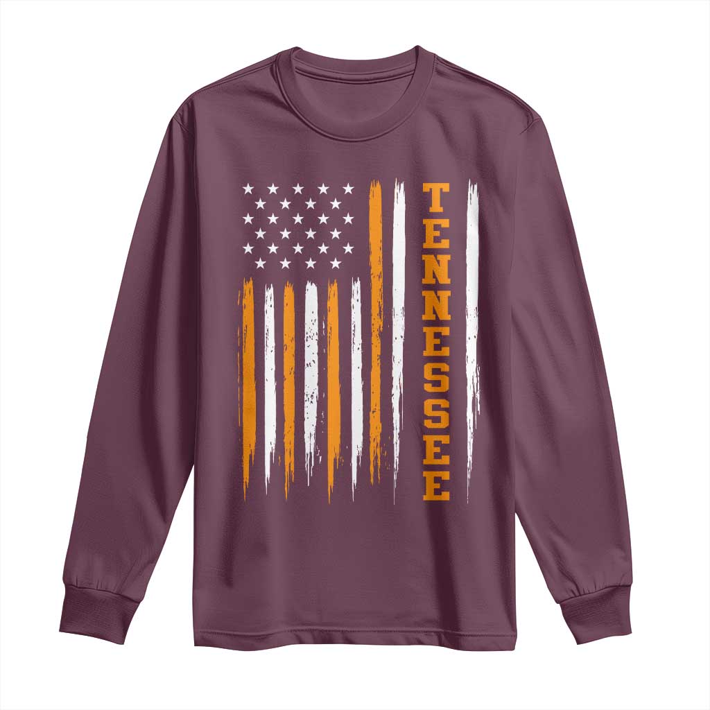 Vintage Tennessee Long Sleeve Shirt Retro Classic TN Orange Print Retro American Flag