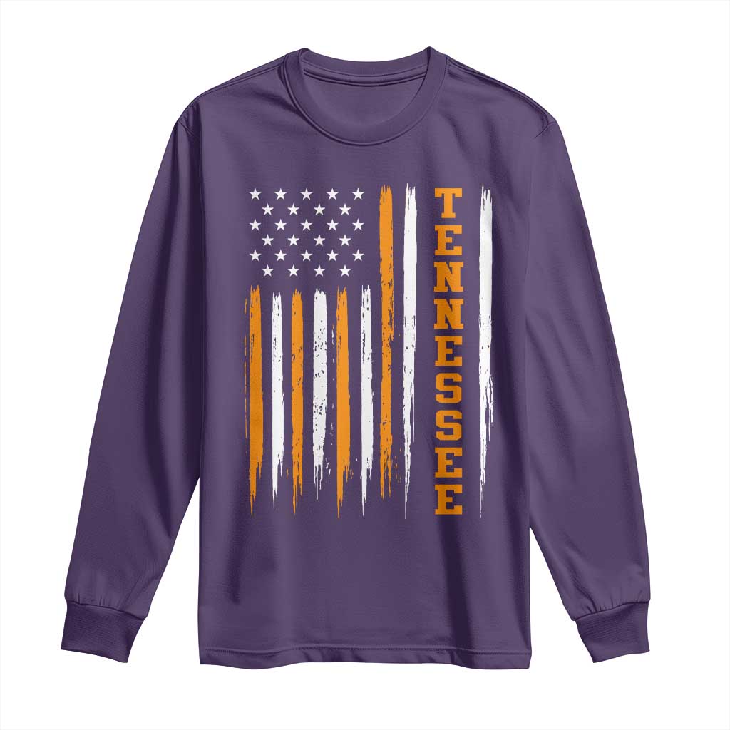 Vintage Tennessee Long Sleeve Shirt Retro Classic TN Orange Print Retro American Flag