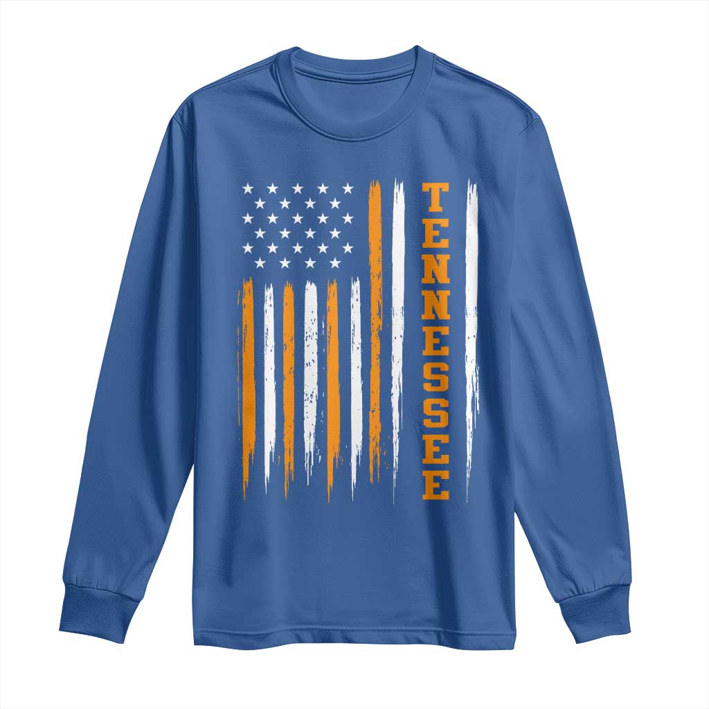 Vintage Tennessee Long Sleeve Shirt Retro Classic TN Orange Print Retro American Flag