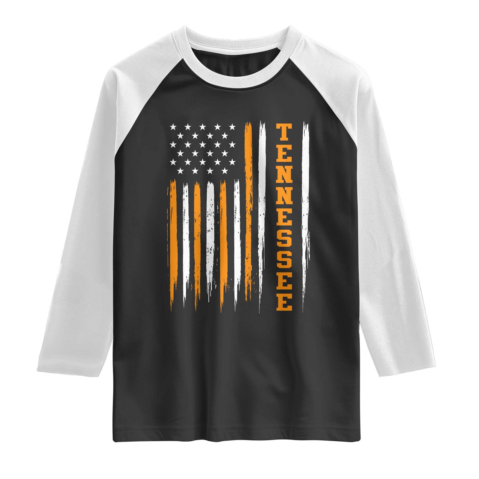 Vintage Tennessee Raglan Shirt Retro Classic TN Orange Print Retro American Flag TS10 Black White Print Your Wear
