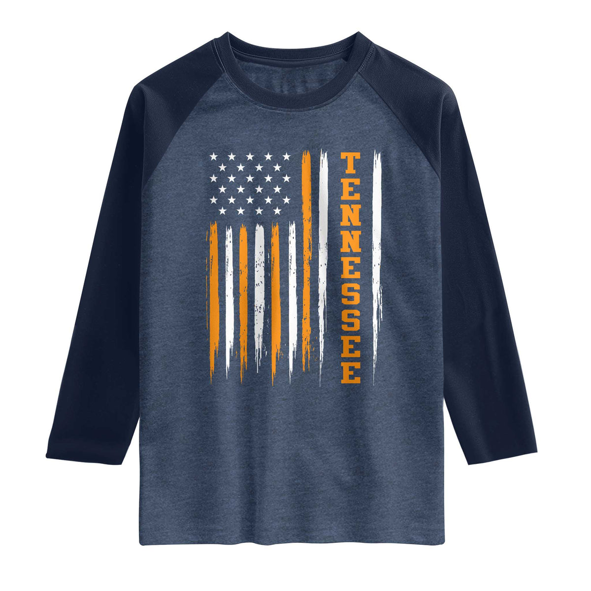 Vintage Tennessee Raglan Shirt Retro Classic TN Orange Print Retro American Flag