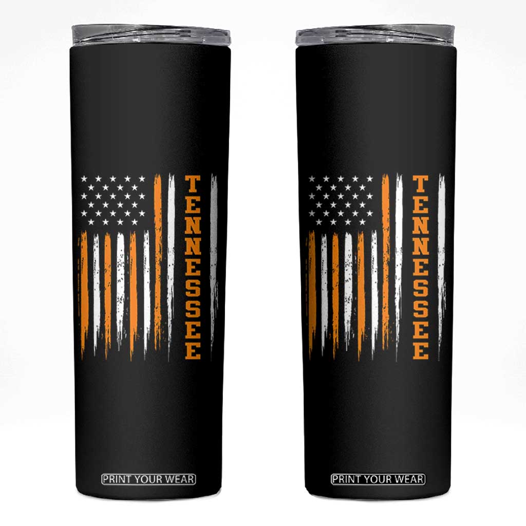 Vintage Tennessee Skinny Tumbler Retro Classic TN Orange Print Retro American Flag
