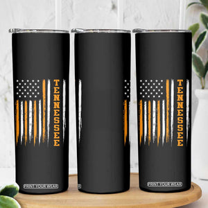 Vintage Tennessee Skinny Tumbler Retro Classic TN Orange Print Retro American Flag