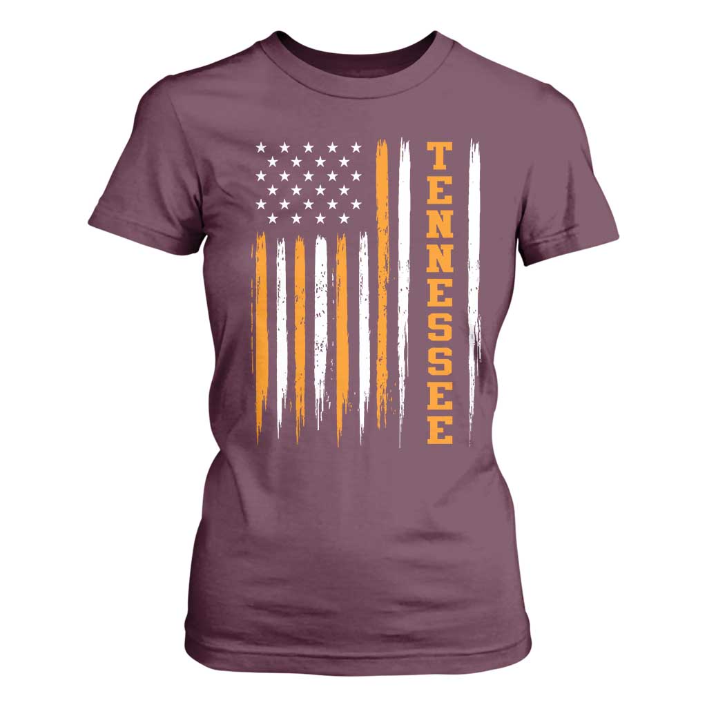 Vintage Tennessee T Shirt For Women Retro Classic TN Orange Print Retro American Flag
