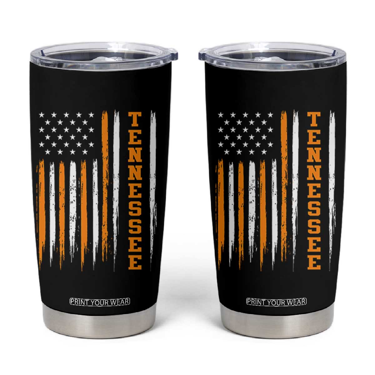 Vintage Tennessee Tumbler Cup Retro Classic TN Orange Print Retro American Flag