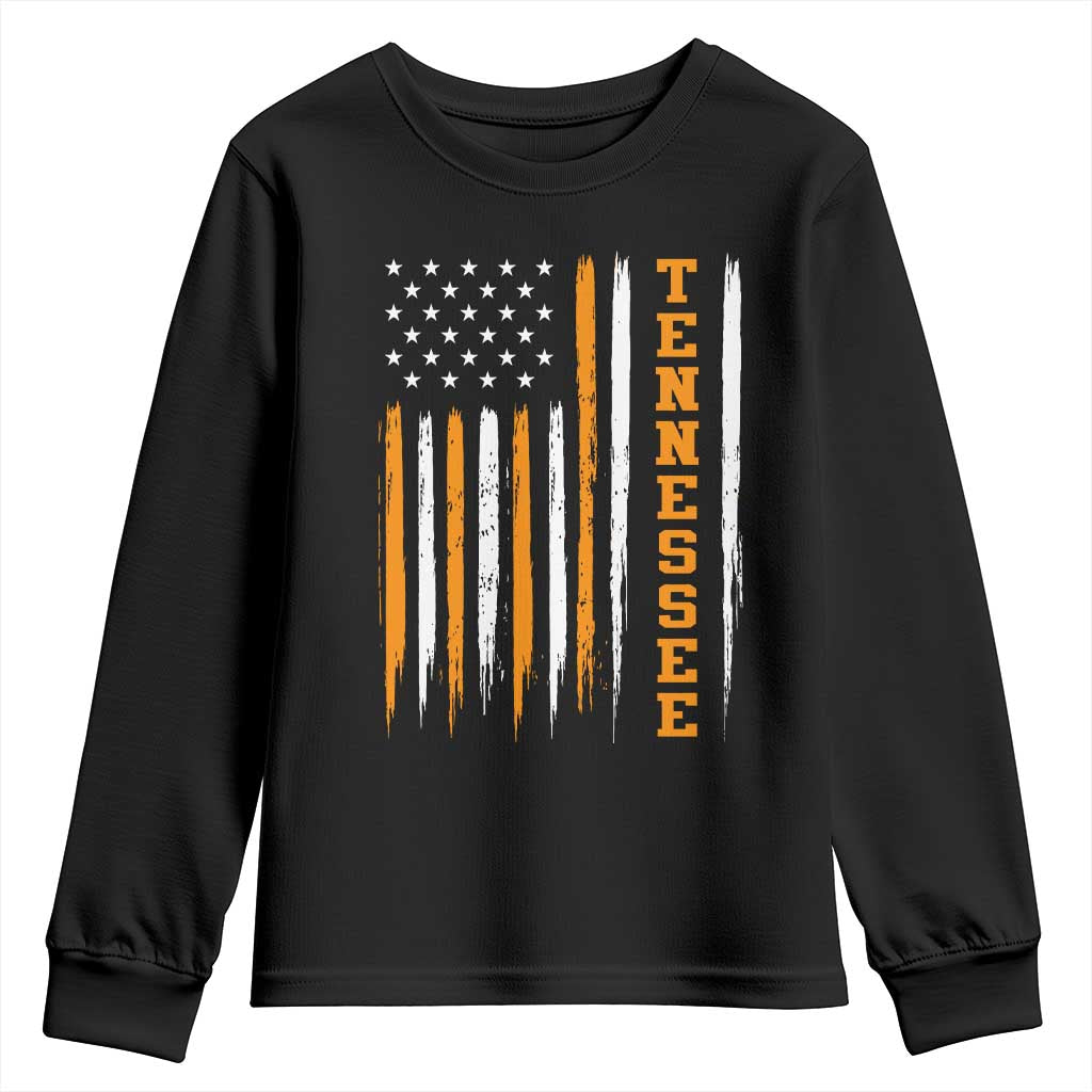 Vintage Tennessee Youth Sweatshirt Retro Classic TN Orange Print Retro American Flag TS10 Black Print Your Wear