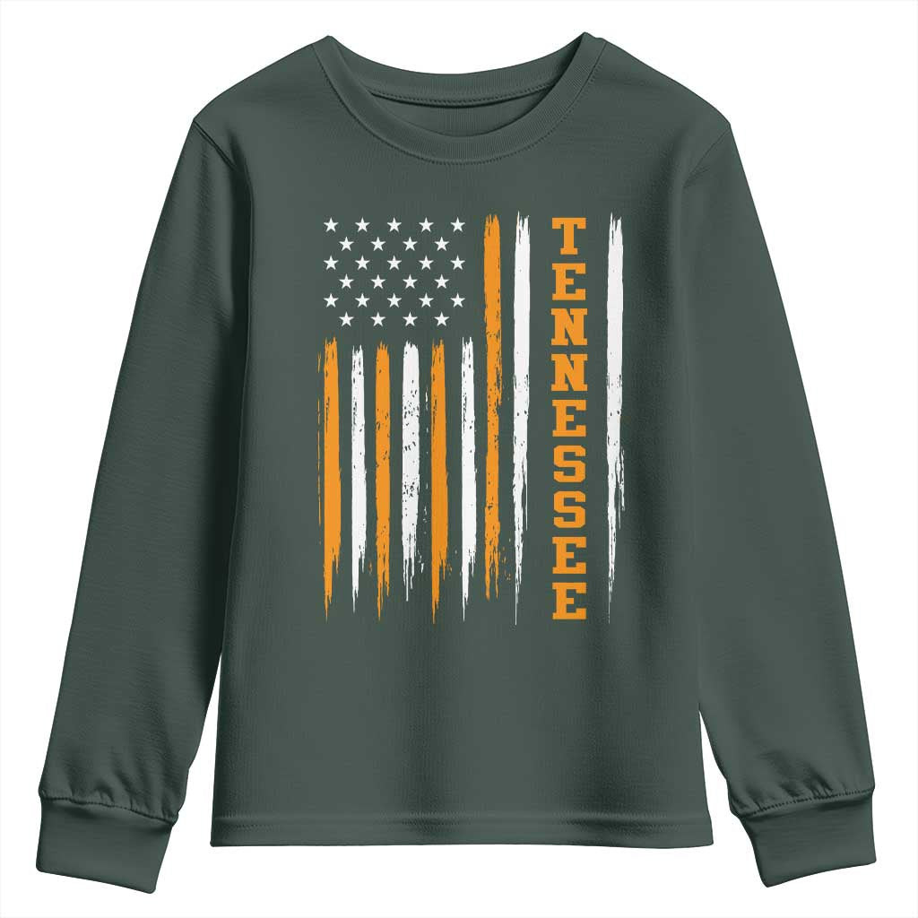 Vintage Tennessee Youth Sweatshirt Retro Classic TN Orange Print Retro American Flag