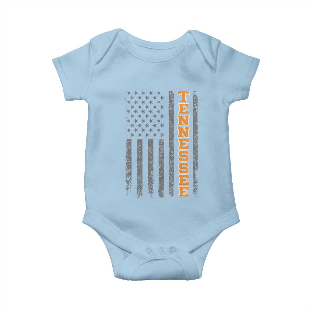 Vintage Tennessee Baby Onesie Retro Orange TN American Flag Patriotic US State