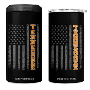 Vintage Tennessee 4 in 1 Can Cooler Tumbler Retro Orange TN American Flag Patriotic US State