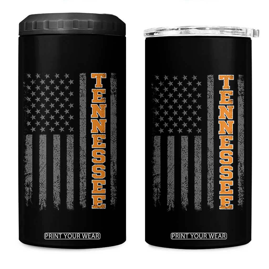Vintage Tennessee 4 in 1 Can Cooler Tumbler Retro Orange TN American Flag Patriotic US State TS10 One Size: 16 oz Black Print Your Wear