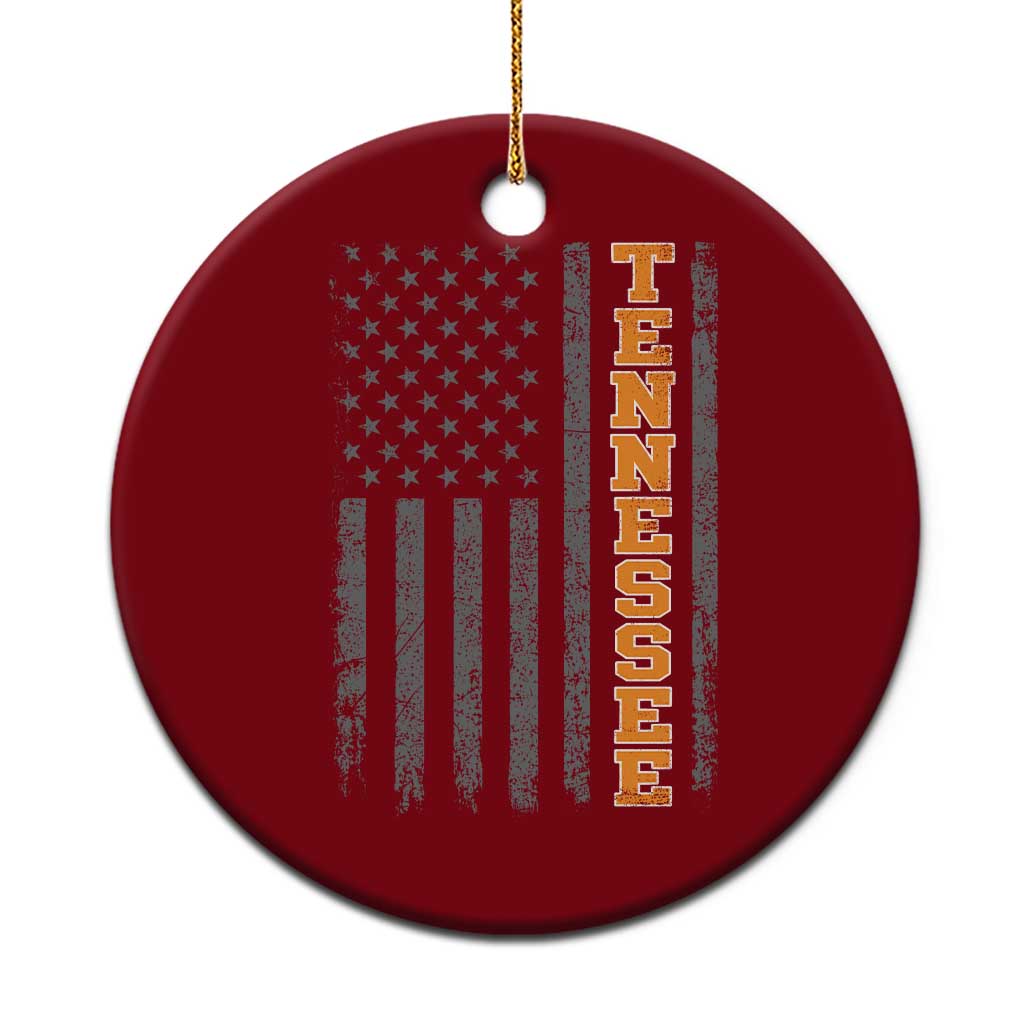 Vintage Tennessee Ceramic Ornament Retro Orange TN American Flag Patriotic US State