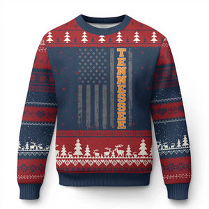 Vintage Tennessee Ugly Christmas Sweater Retro Orange TN American Flag Patriotic US State