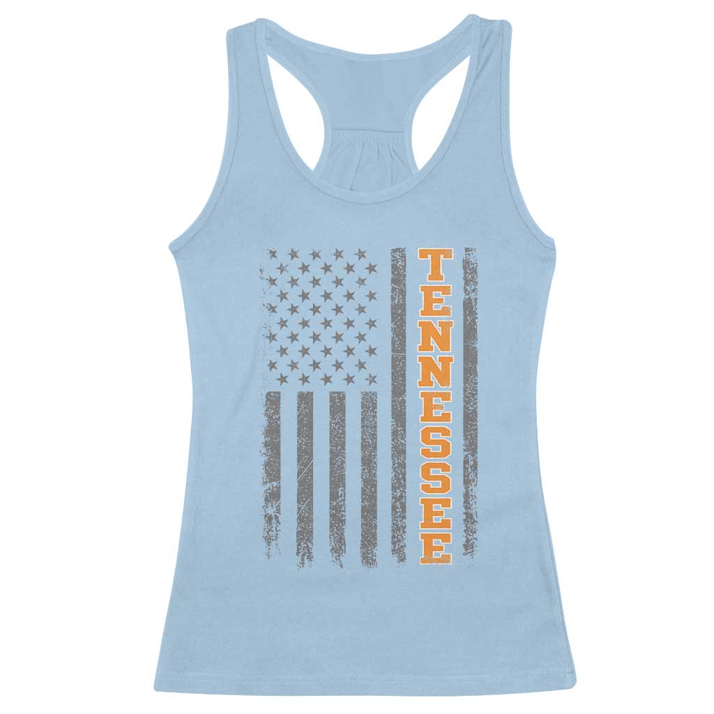 Vintage Tennessee Racerback Tank Top Retro Orange TN American Flag Patriotic US State