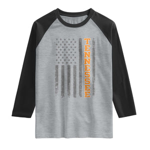 Vintage Tennessee Raglan Shirt Retro Orange TN American Flag Patriotic US State