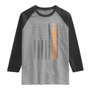 Vintage Tennessee Raglan Shirt Retro Orange TN American Flag Patriotic US State