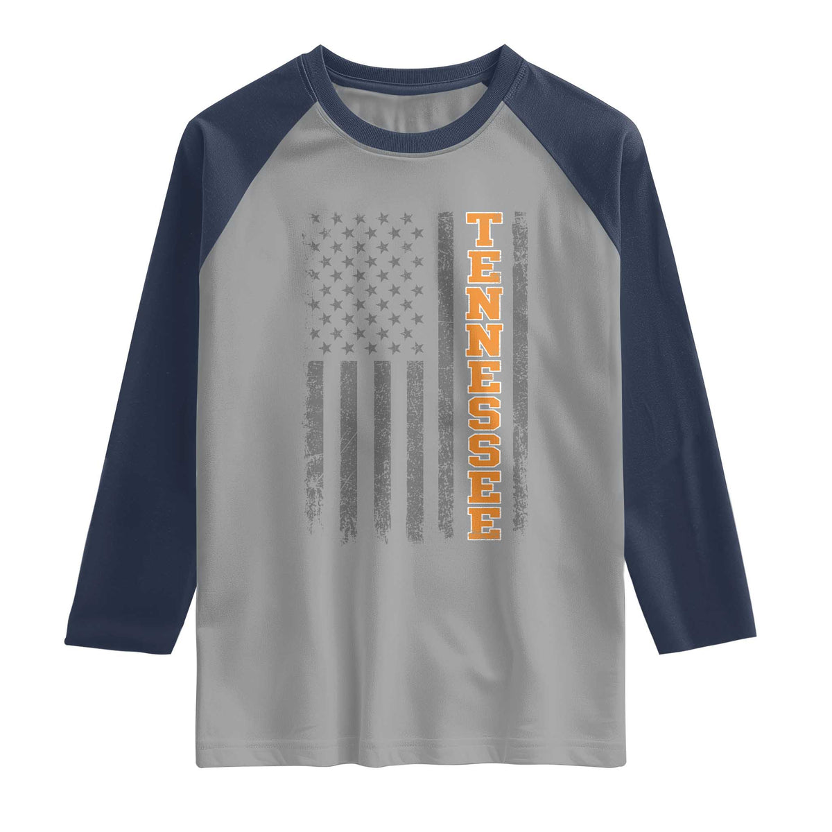 Vintage Tennessee Raglan Shirt Retro Orange TN American Flag Patriotic US State