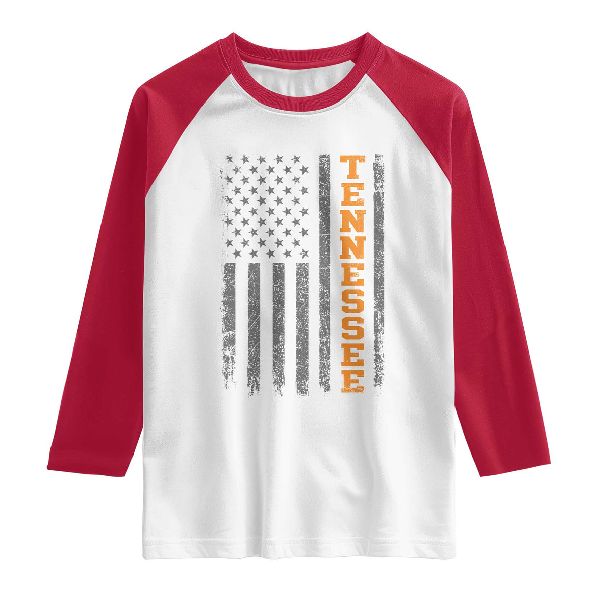 Vintage Tennessee Raglan Shirt Retro Orange TN American Flag Patriotic US State