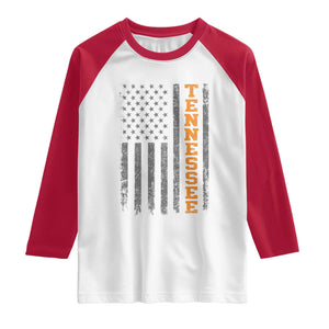 Vintage Tennessee Raglan Shirt Retro Orange TN American Flag Patriotic US State
