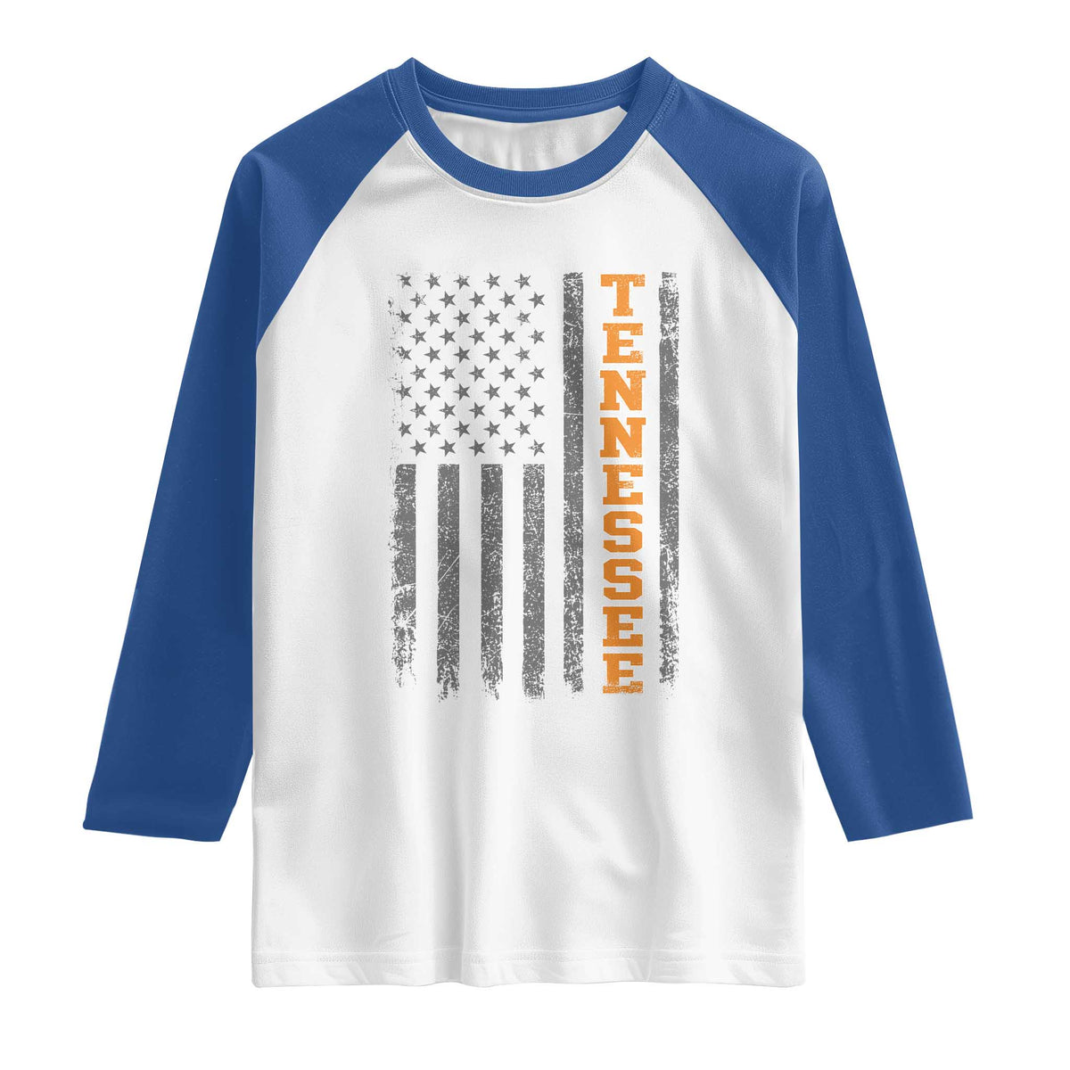 Vintage Tennessee Raglan Shirt Retro Orange TN American Flag Patriotic US State