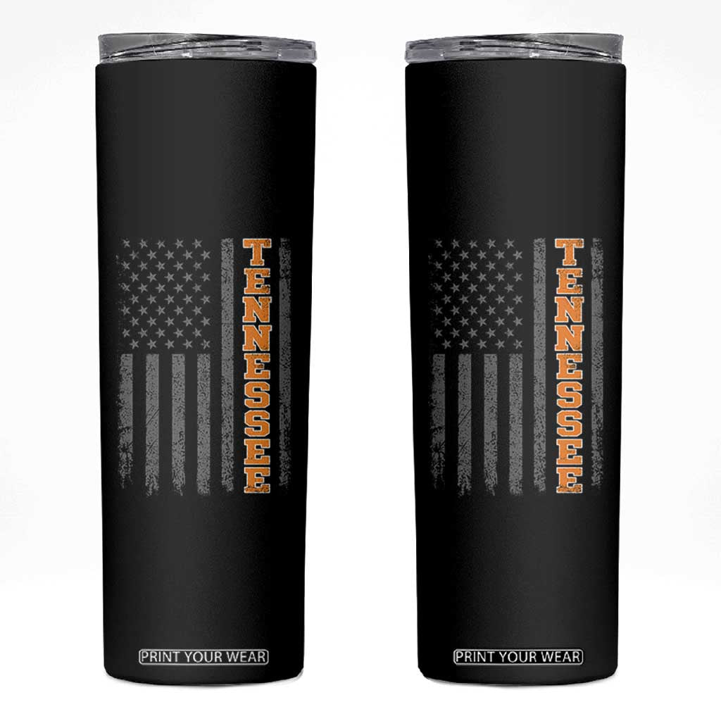 Vintage Tennessee Skinny Tumbler Retro Orange TN American Flag Patriotic US State