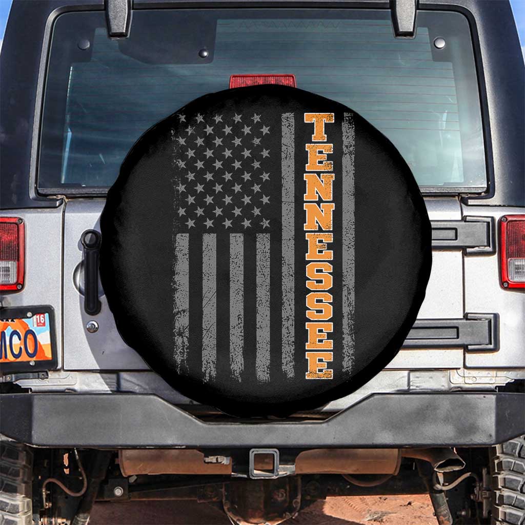 Vintage Tennessee Spare Tire Cover Retro Orange TN American Flag Patriotic US State