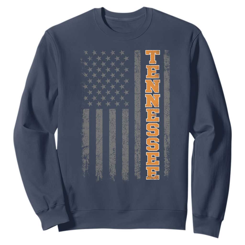 Vintage Tennessee Sweatshirt Retro Orange TN American Flag Patriotic US State