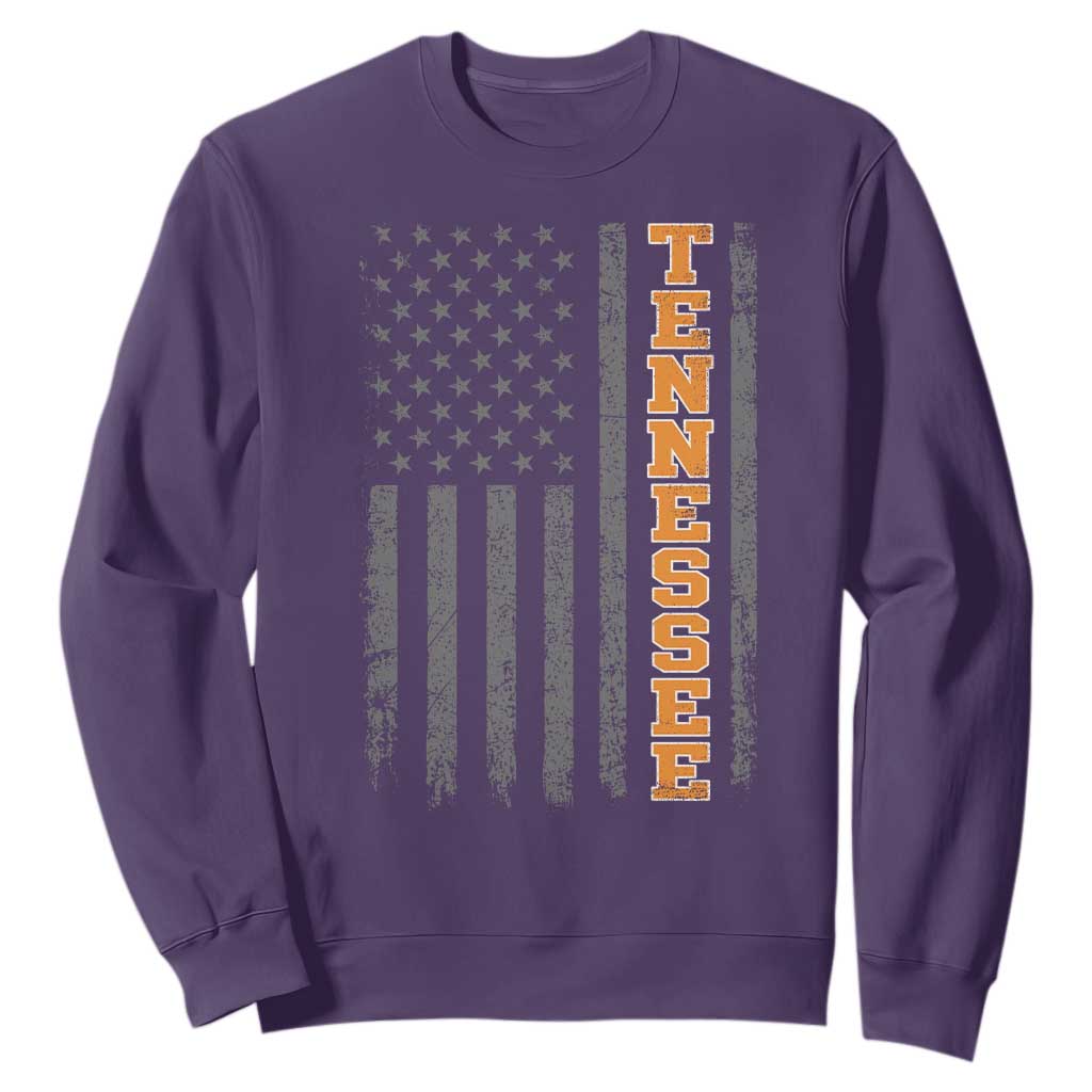 Vintage Tennessee Sweatshirt Retro Orange TN American Flag Patriotic US State