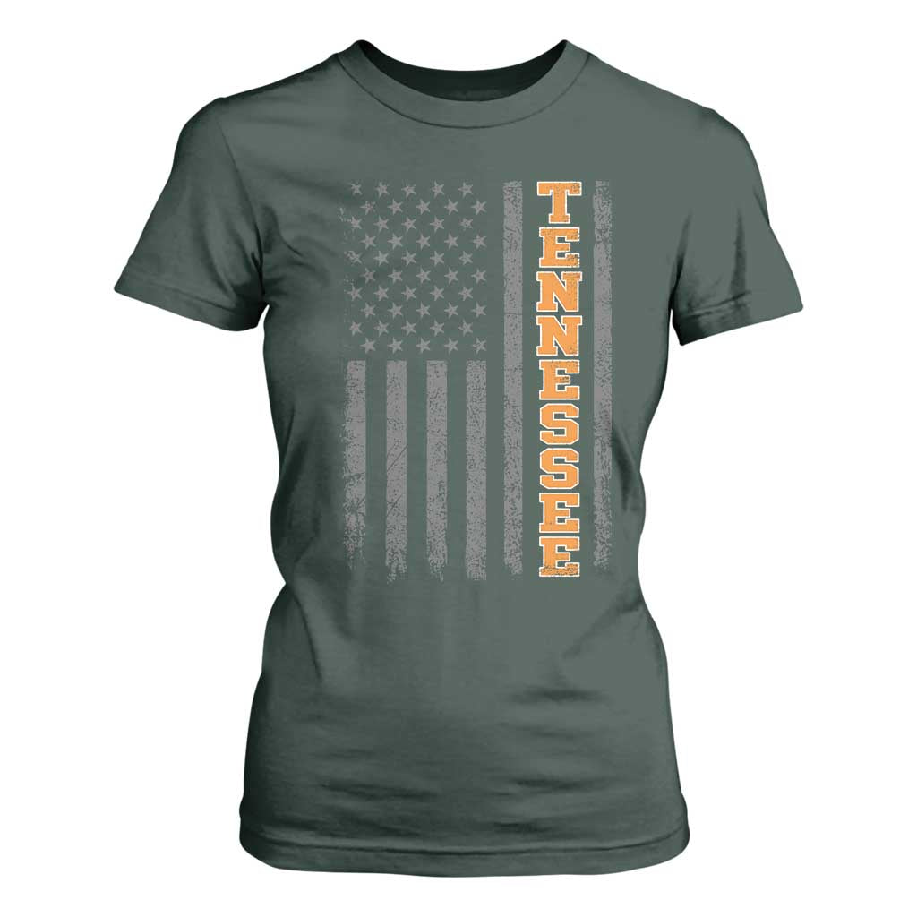 Vintage Tennessee T Shirt For Women Retro Orange TN American Flag Patriotic US State