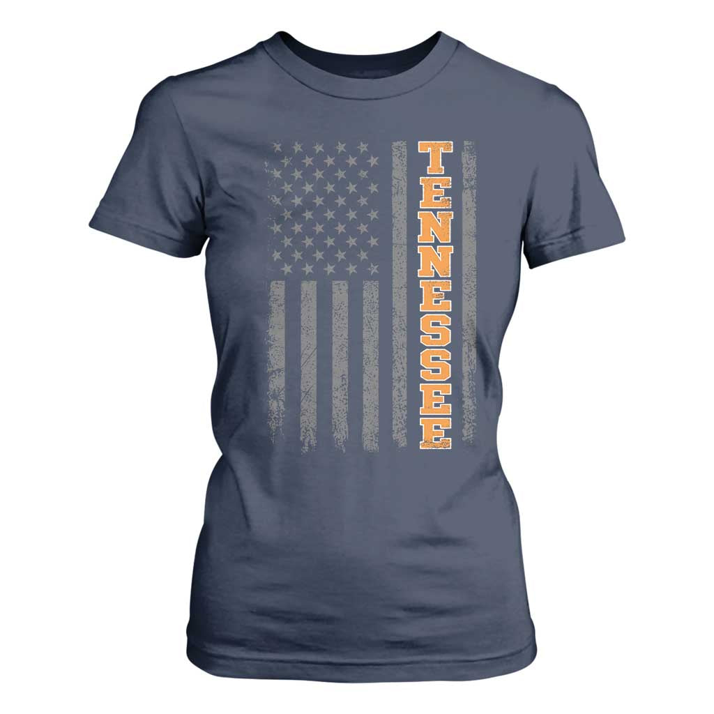 Vintage Tennessee T Shirt For Women Retro Orange TN American Flag Patriotic US State