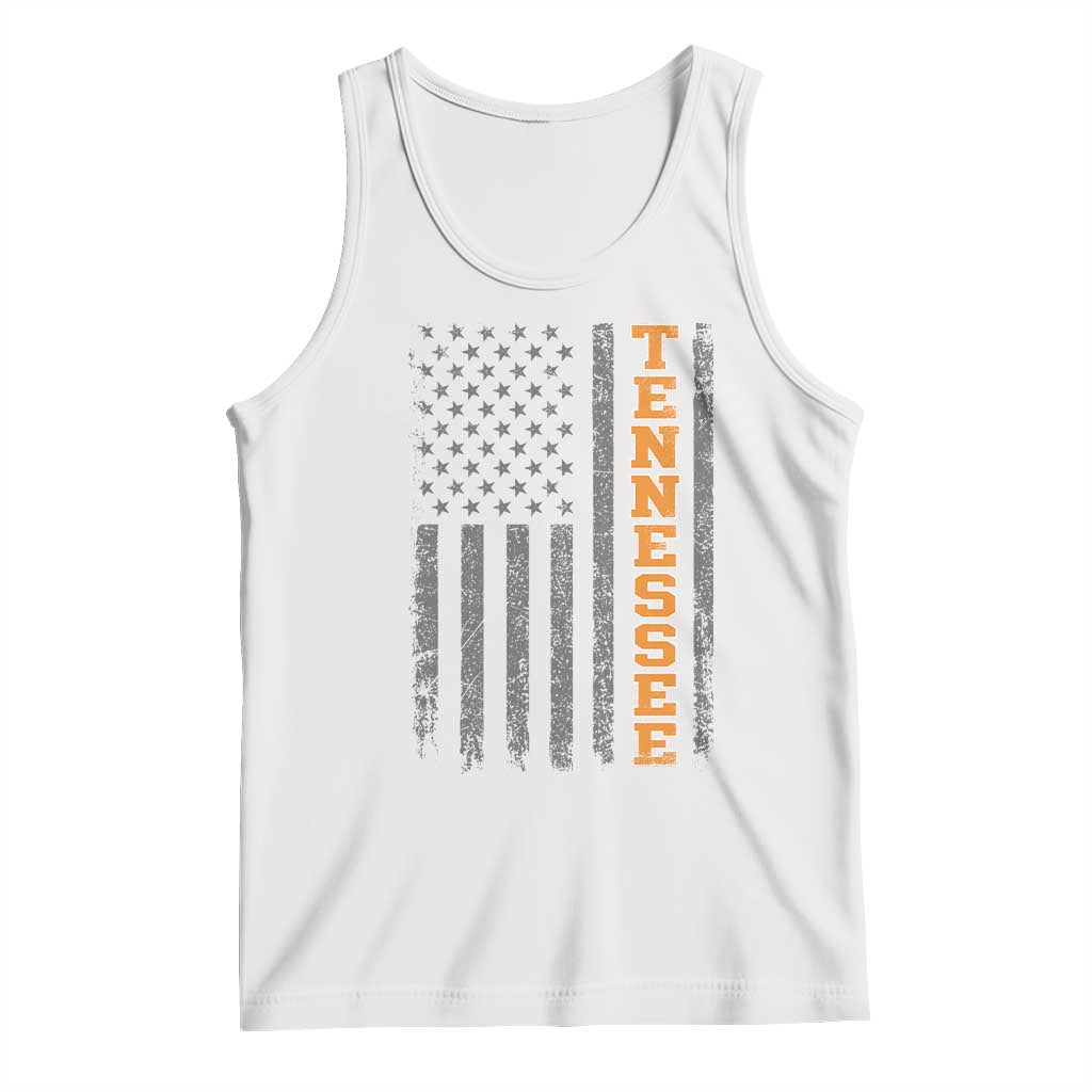 Vintage Tennessee Tank Top Retro Orange TN American Flag Patriotic US State